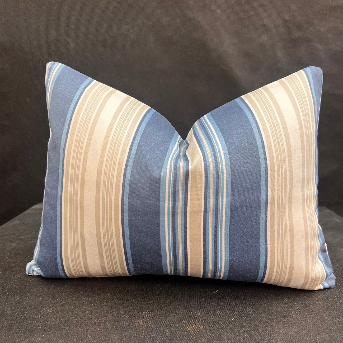 Blendworth Clarity Stripe Designer Fabric Blue Taupe Sofa Cushions Pillow Cover