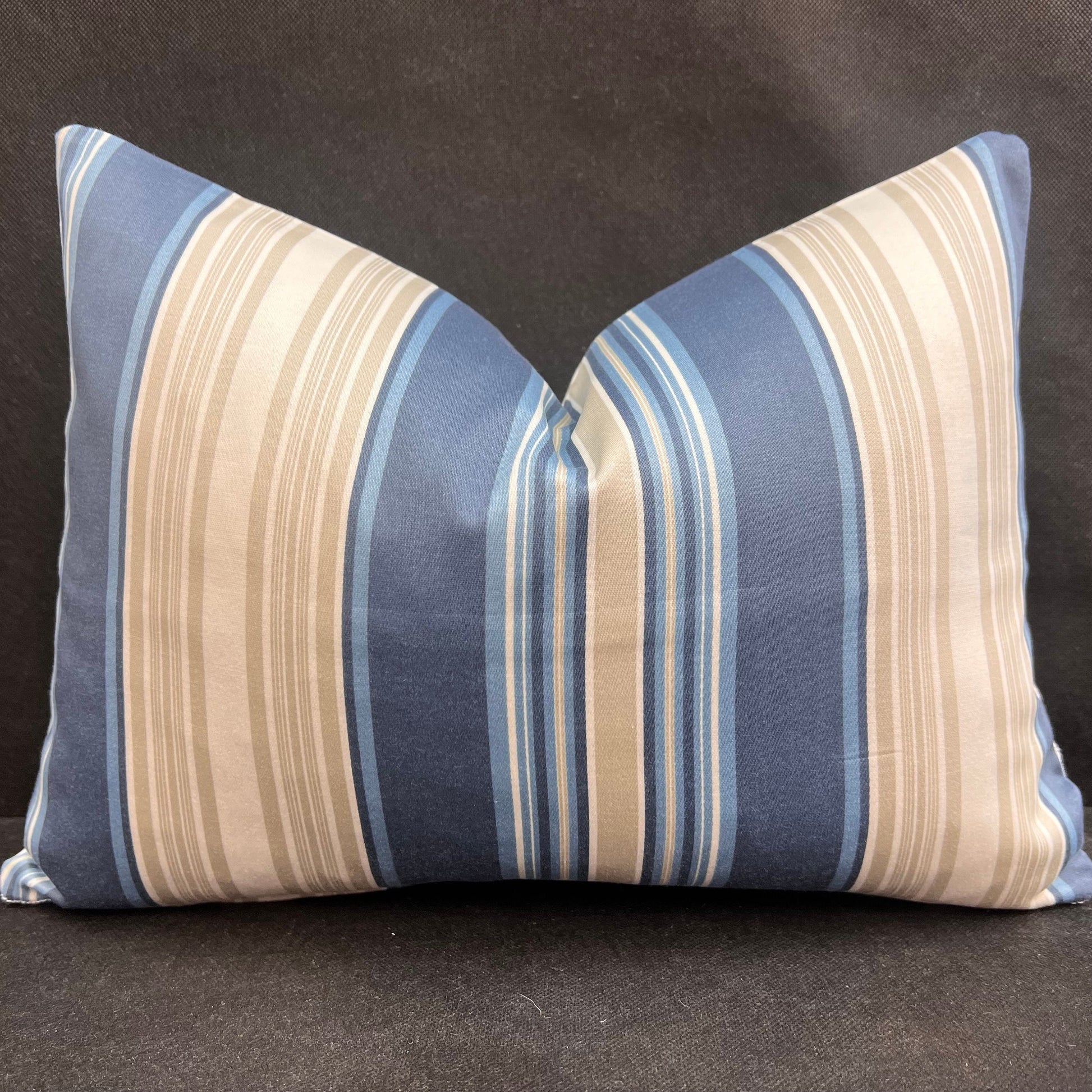 Blendworth Clarity Stripe Designer Fabric Blue Taupe Sofa Cushions Pillow Cover