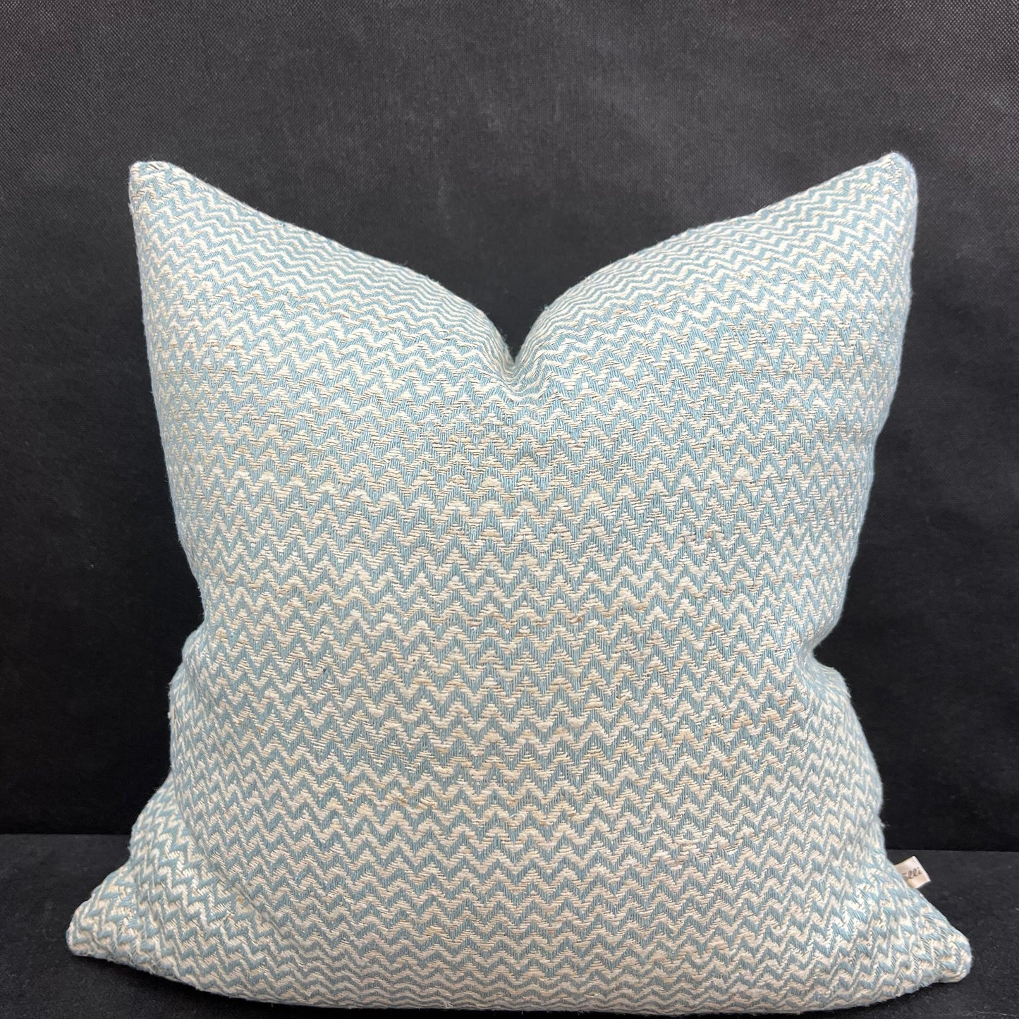 Luxury Designer Blue Beige Bamboo Zig Zag Fabric Cushion Pillow Throw Cover