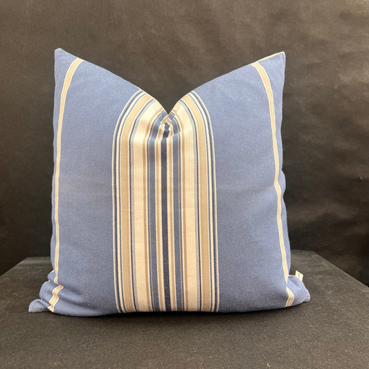 Sanderson Saxon Stripe Designer Fabric Blue Taupe Sofa Cushions Pillow Cover