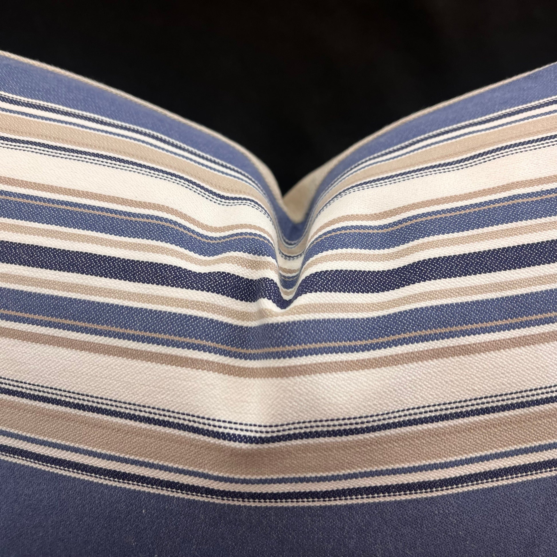 Sanderson Saxon Stripe Designer Fabric Blue Taupe Sofa Cushions Pillow Cover