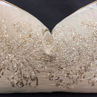 Ardecora Galleria Luxury Designer Embroidered Gold Contemporary Silk Fabric Designer Cushion Pillow Cover