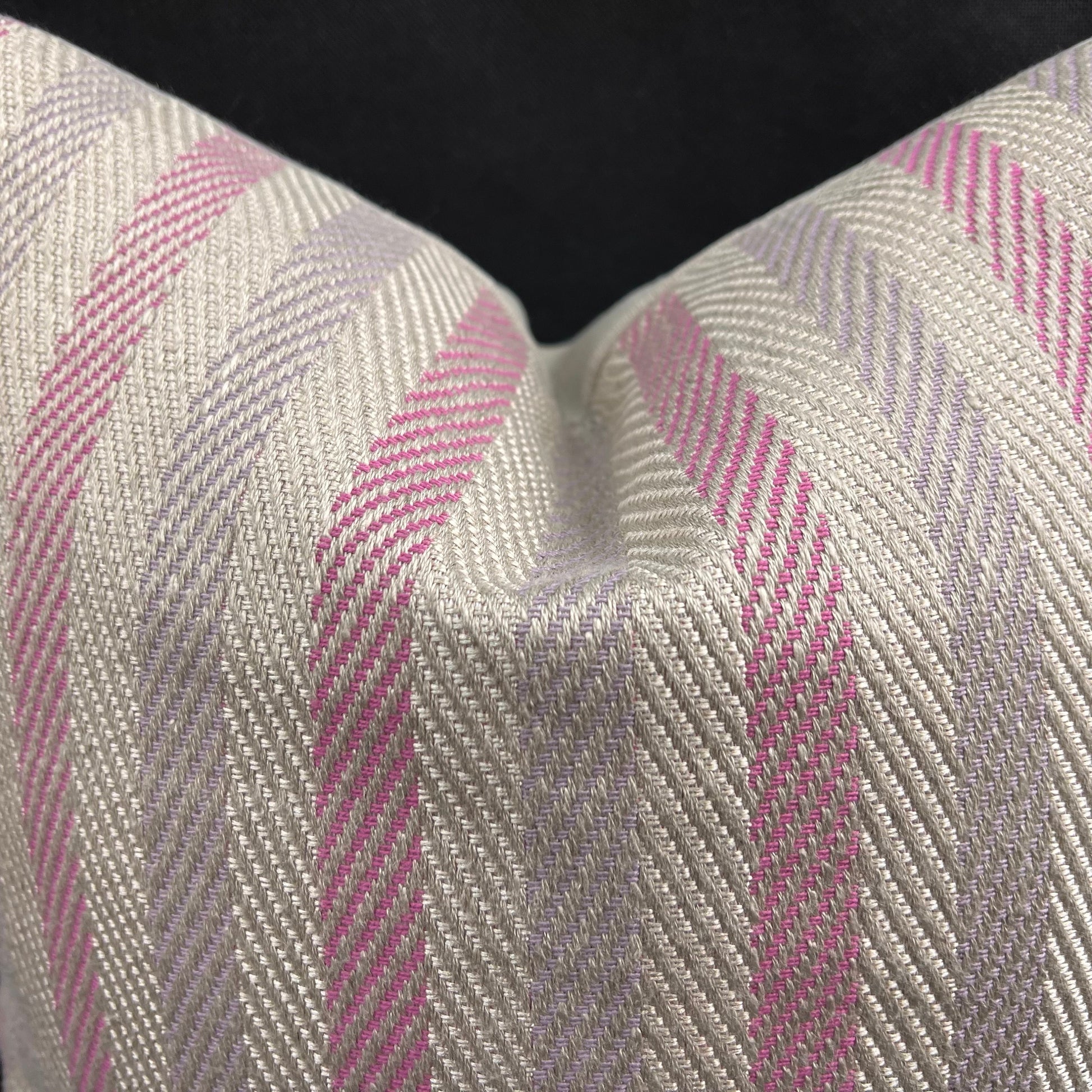 Luxury Designer Herringbone Pink Lilac Stripe Cushion Pillow Throw Cover