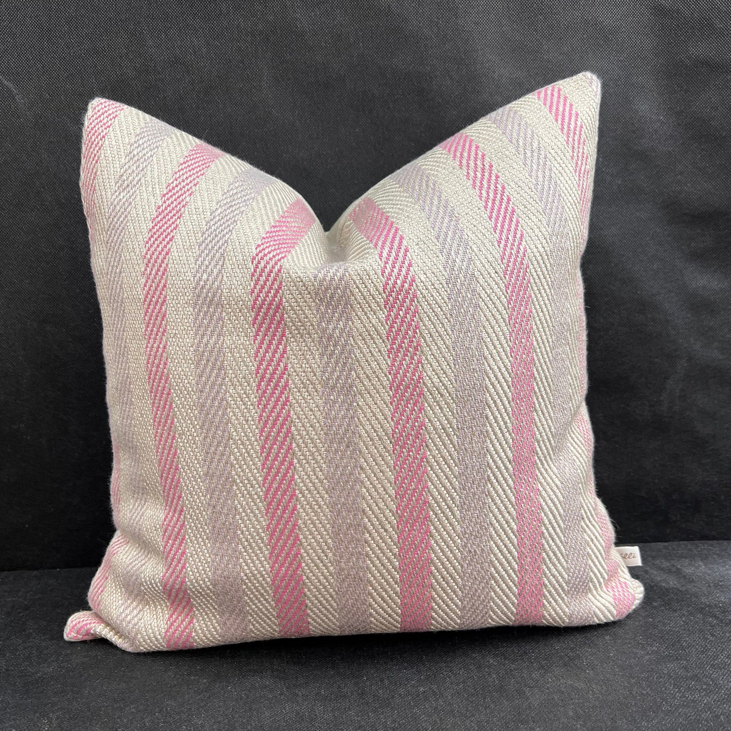 Luxury Designer Herringbone Pink Lilac Stripe Cushion Pillow Throw Cover