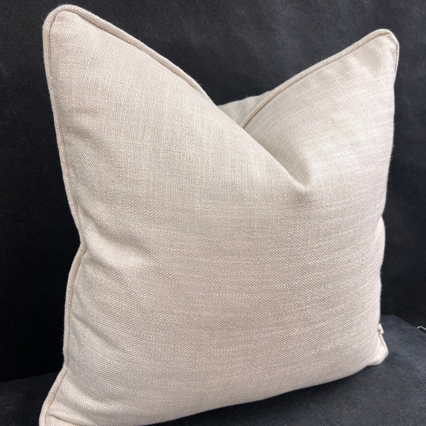 Luxury Designer Plain Beige Stone Silk Linen Cushion Throw Pillow Cover