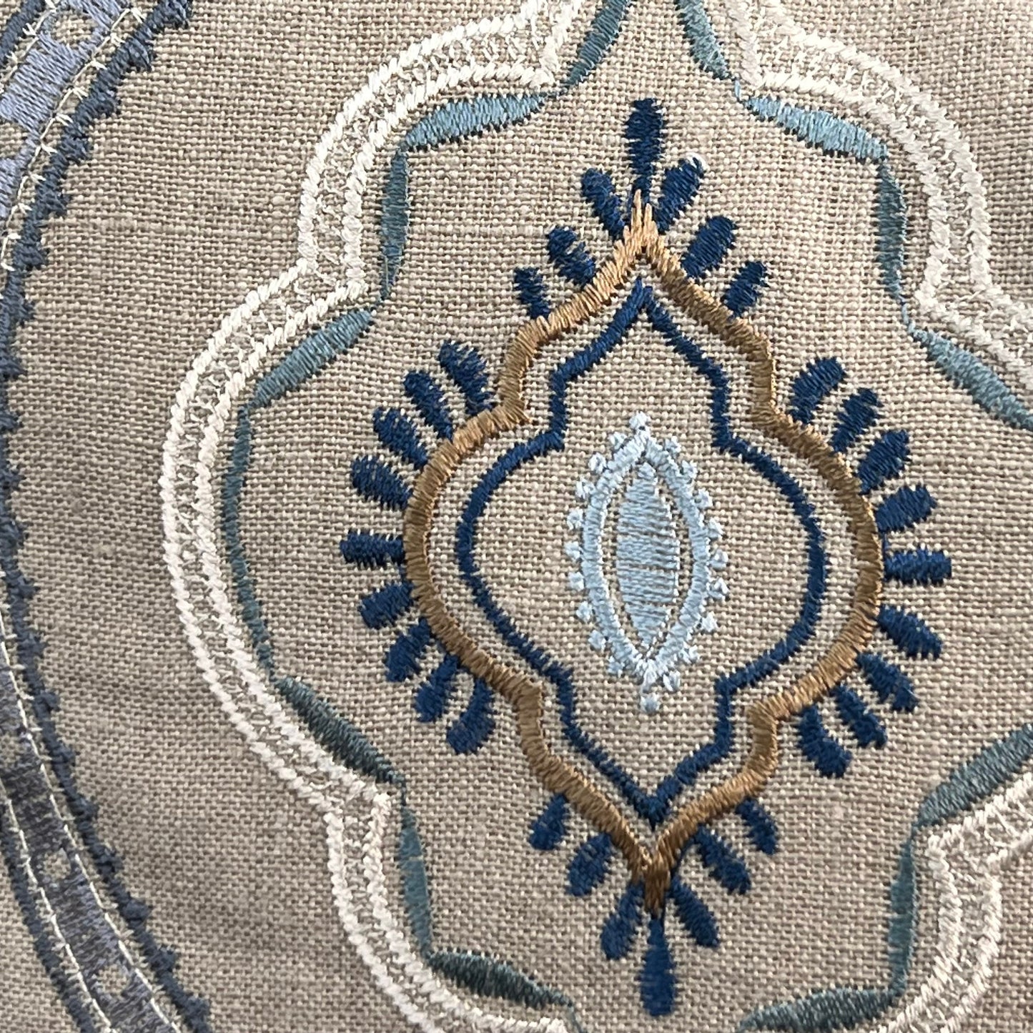 Colefax and Fowler Fabian Luxury Designer Embroidered Grey Blue Cushion Pillow Cover