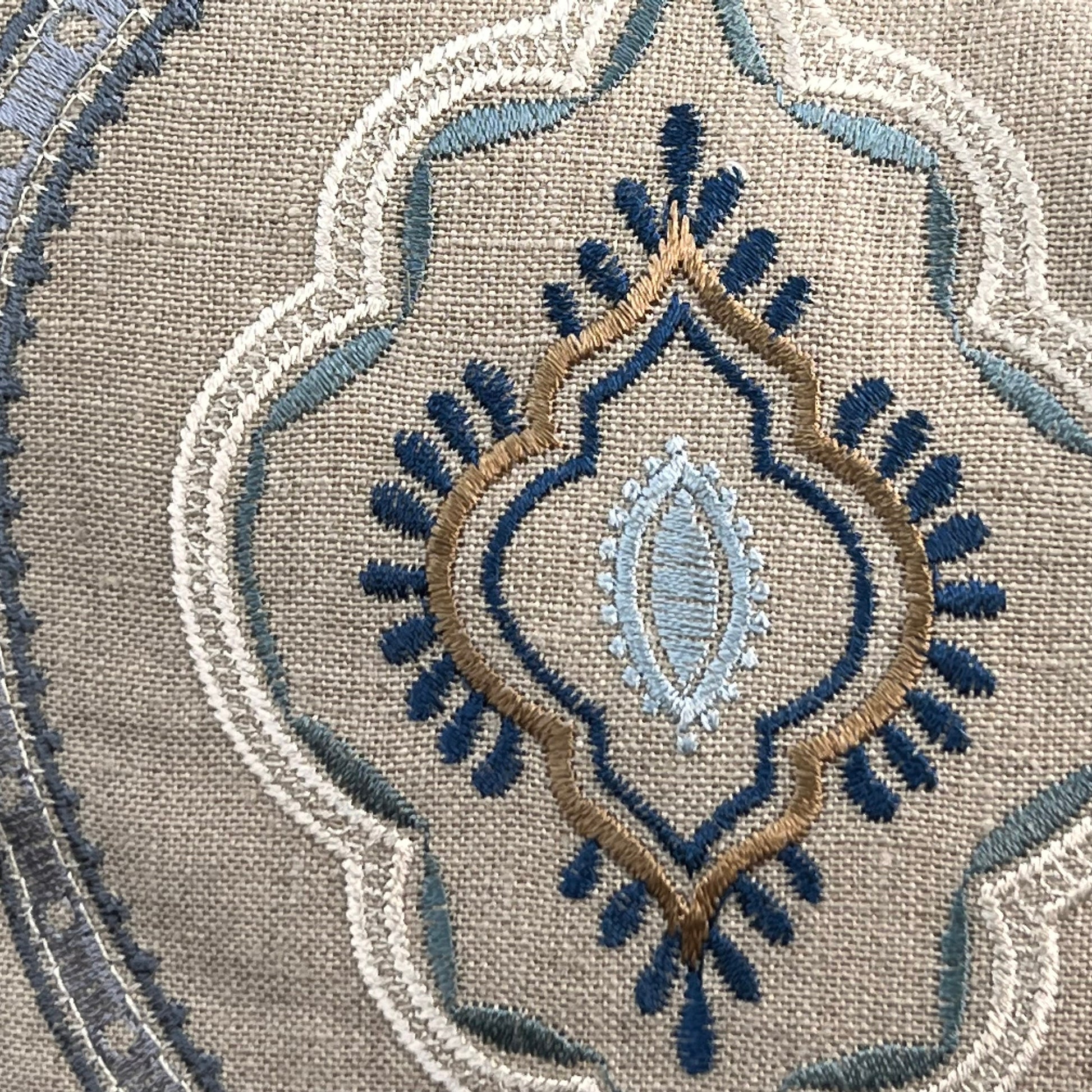 Colefax and Fowler Fabian Luxury Designer Embroidered Grey Blue Cushion Pillow Cover