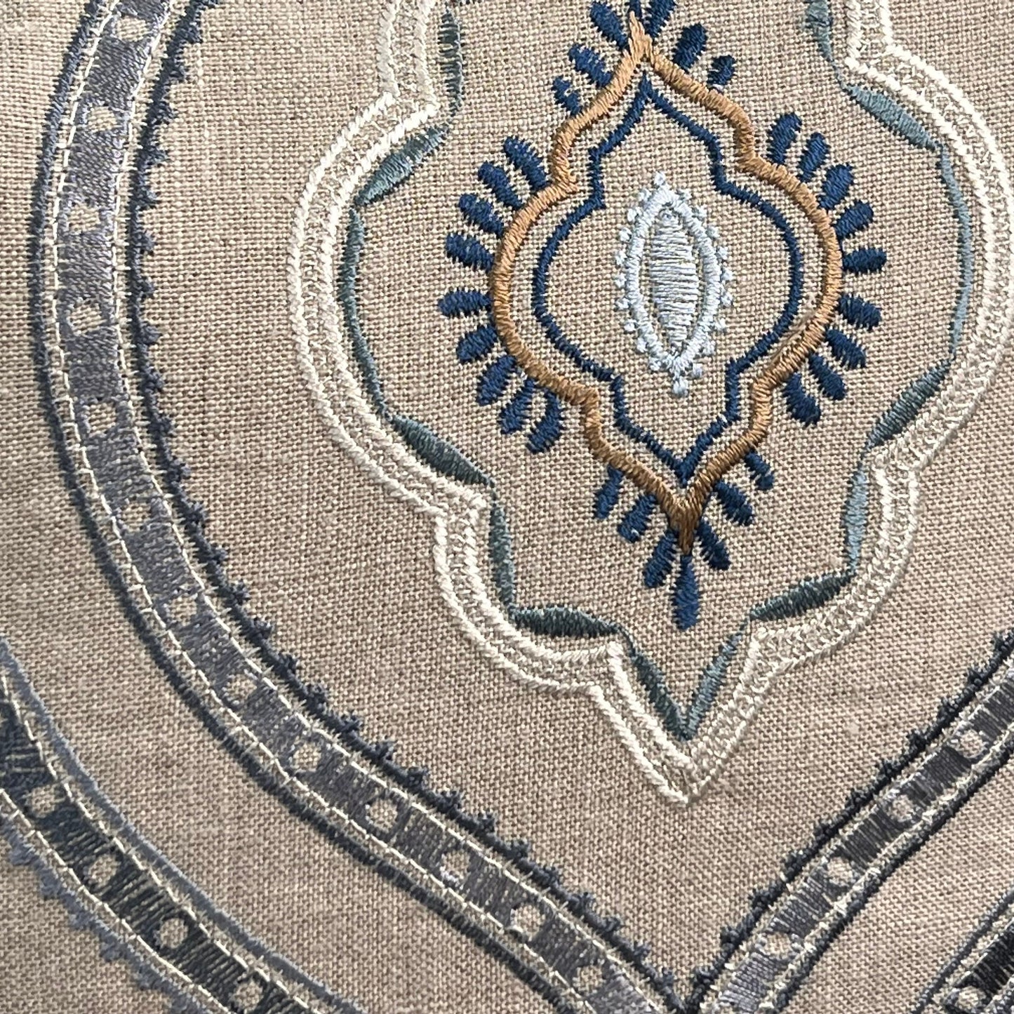 Colefax and Fowler Fabian Luxury Designer Embroidered Grey Blue Cushion Pillow Cover