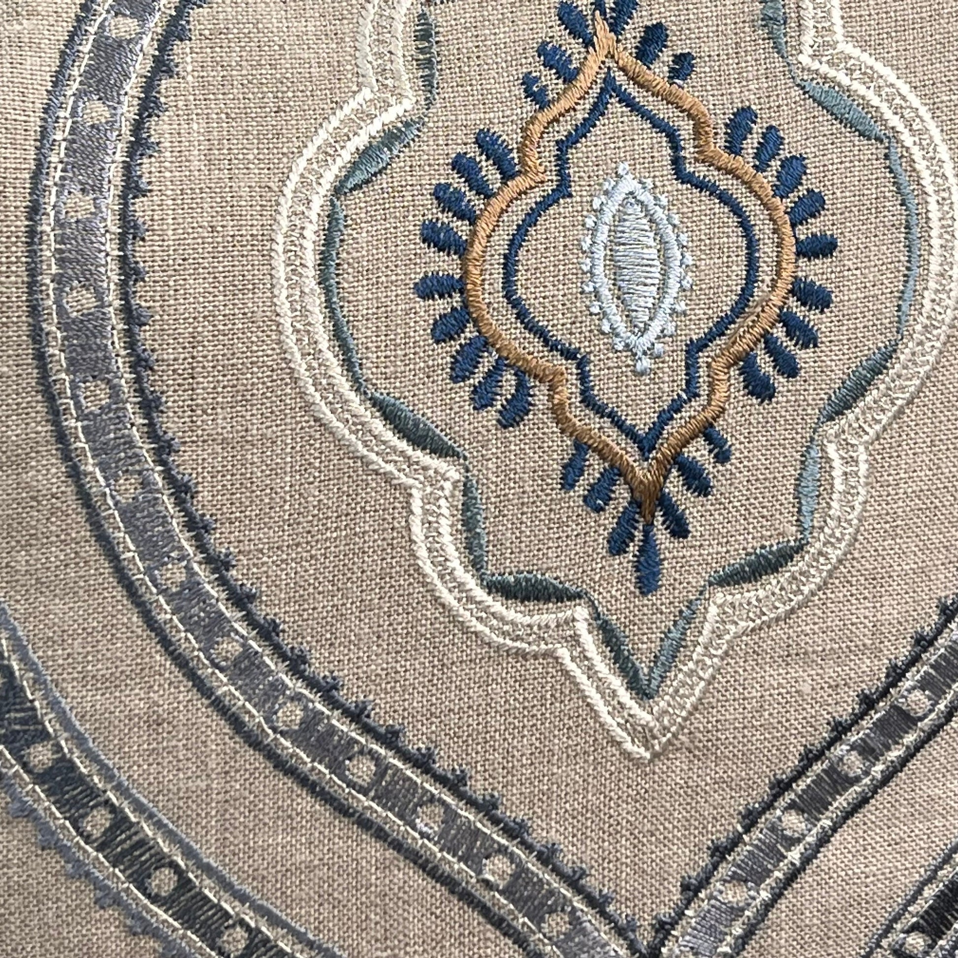 Colefax and Fowler Fabian Luxury Designer Embroidered Grey Blue Cushion Pillow Cover