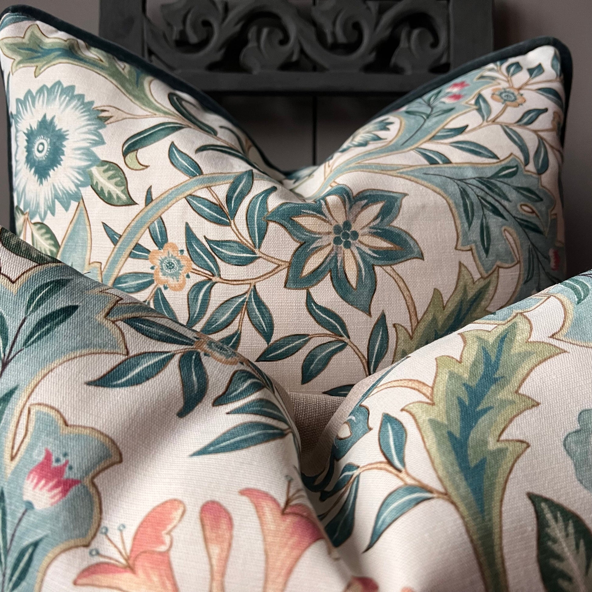 William Morris Wilhelmina Luxury Designer Fabric Vintage Blue Floral Cushion Pillow Cover