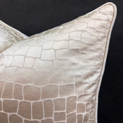 Sahco Ivory Cream Animal Skin Luxury Designer Decorative Cushion Pillow Throw Cover