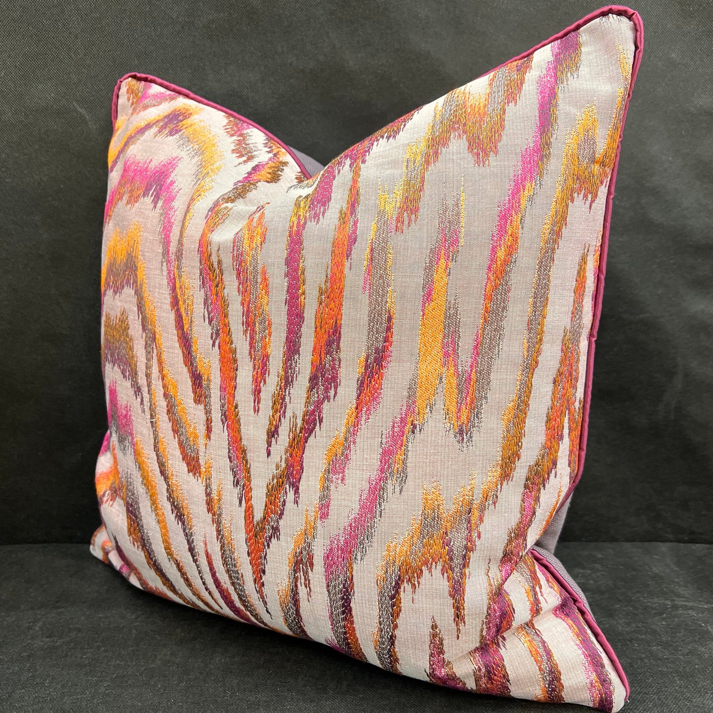 Zinc Valenza Luxury Designer Contemporary Orange Pink Mustard Cushion Throw Pillow Cover