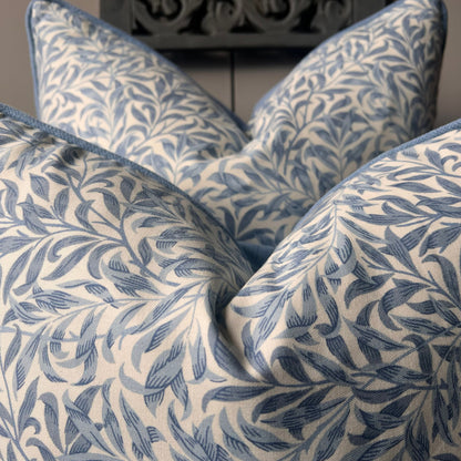 William Morris "Willow Bough Minor" Vintage Retro Blue Sofa Cushion Pillow Cover