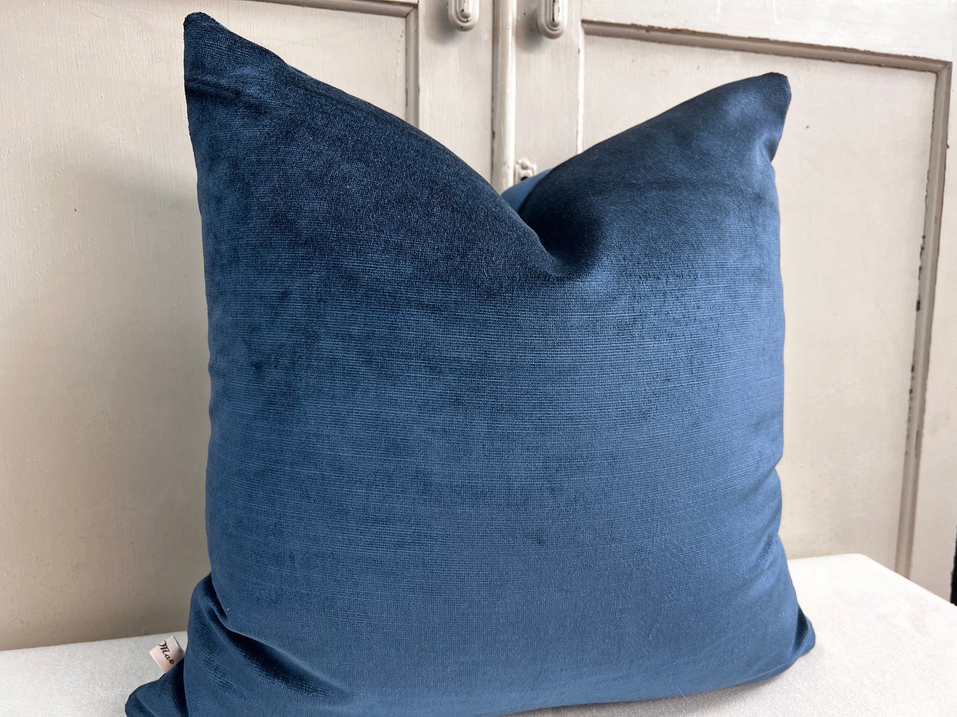 Designers Guild Luxury Glenville Indigo Plain Velvet Cushion Pillow Sofa Cover