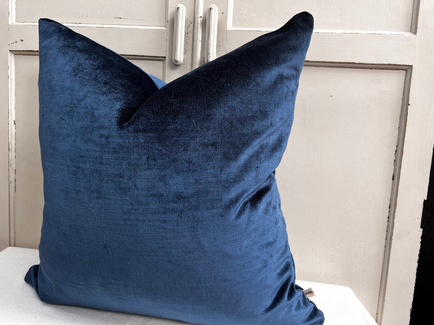 Designers Guild Luxury Glenville Indigo Plain Velvet Cushion Pillow Sofa Cover