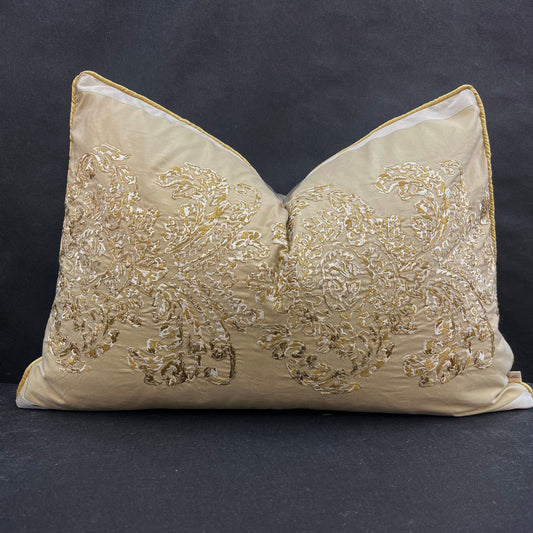 Ardecora Galleria Luxury Designer Embroidered Gold Contemporary Silk Fabric Designer Cushion Pillow Cover