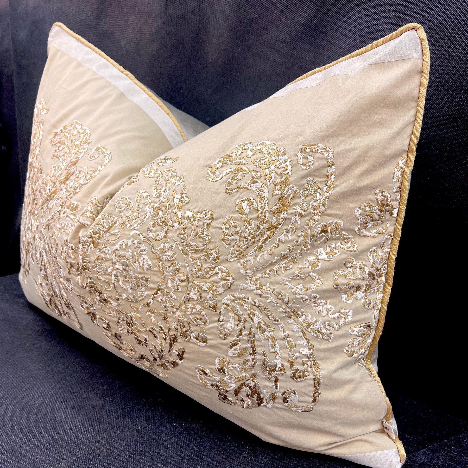 Ardecora Galleria Luxury Designer Embroidered Gold Contemporary Silk Fabric Designer Cushion Pillow Cover