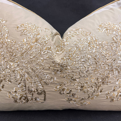 Ardecora Galleria Luxury Designer Embroidered Gold Contemporary Silk Fabric Designer Cushion Pillow Cover