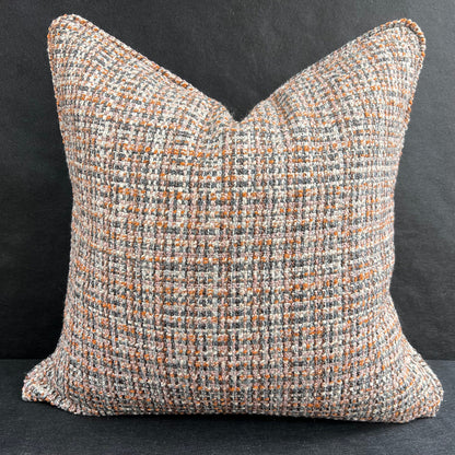 Colefax and Fowler Luxury Designer Orange Grey Contemporary Decorative Weave Cushion Throw Pillow Cover