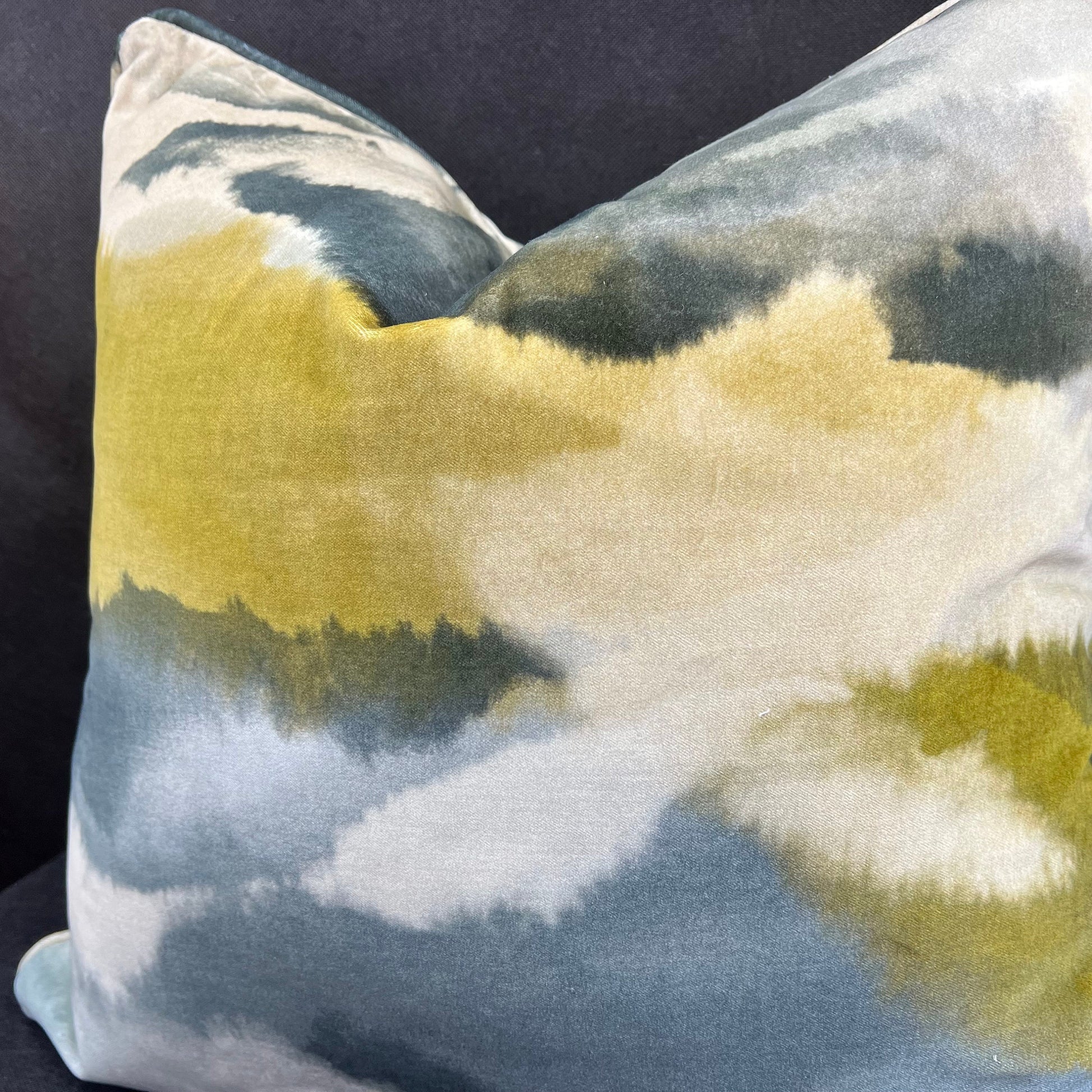 Harlequin Luxury Designer Minako Contemporary Grey Mustard Gold Velvet Cushion Throw Pillow Cover