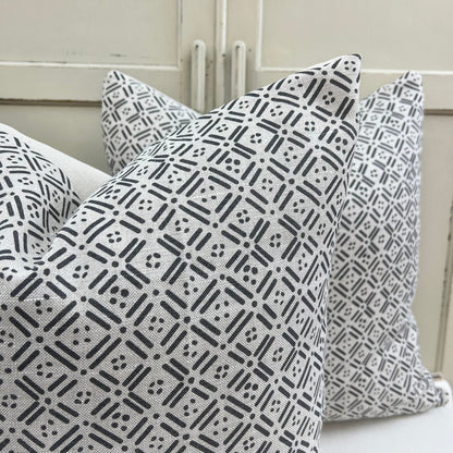 GP & Bakers Geometric Small Print Black Decorative Pillow Throw Cover