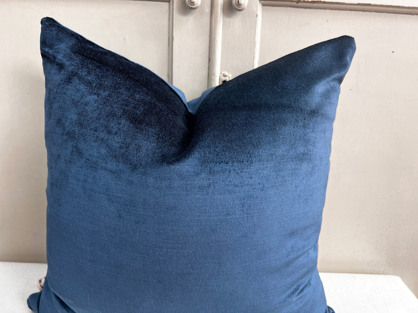 Designers Guild Luxury Glenville Indigo Plain Velvet Cushion Pillow Sofa Cover