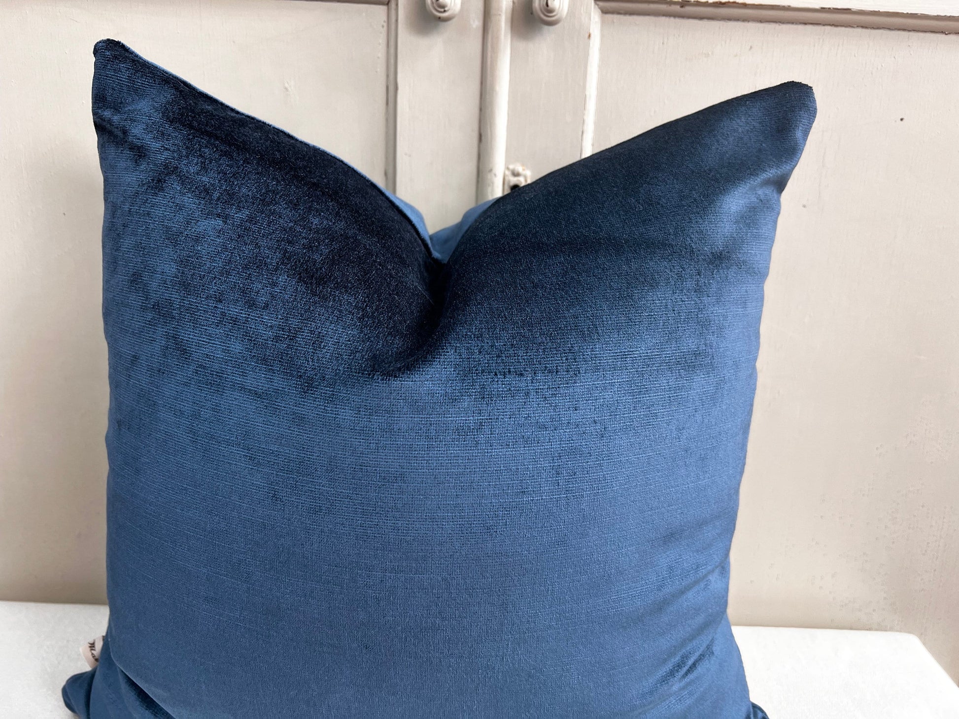 Designers Guild Luxury Glenville Indigo Plain Velvet Cushion Pillow Sofa Cover