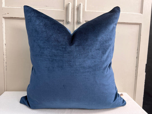 Designers Guild Luxury Glenville Indigo Plain Velvet Cushion Pillow Sofa Cover