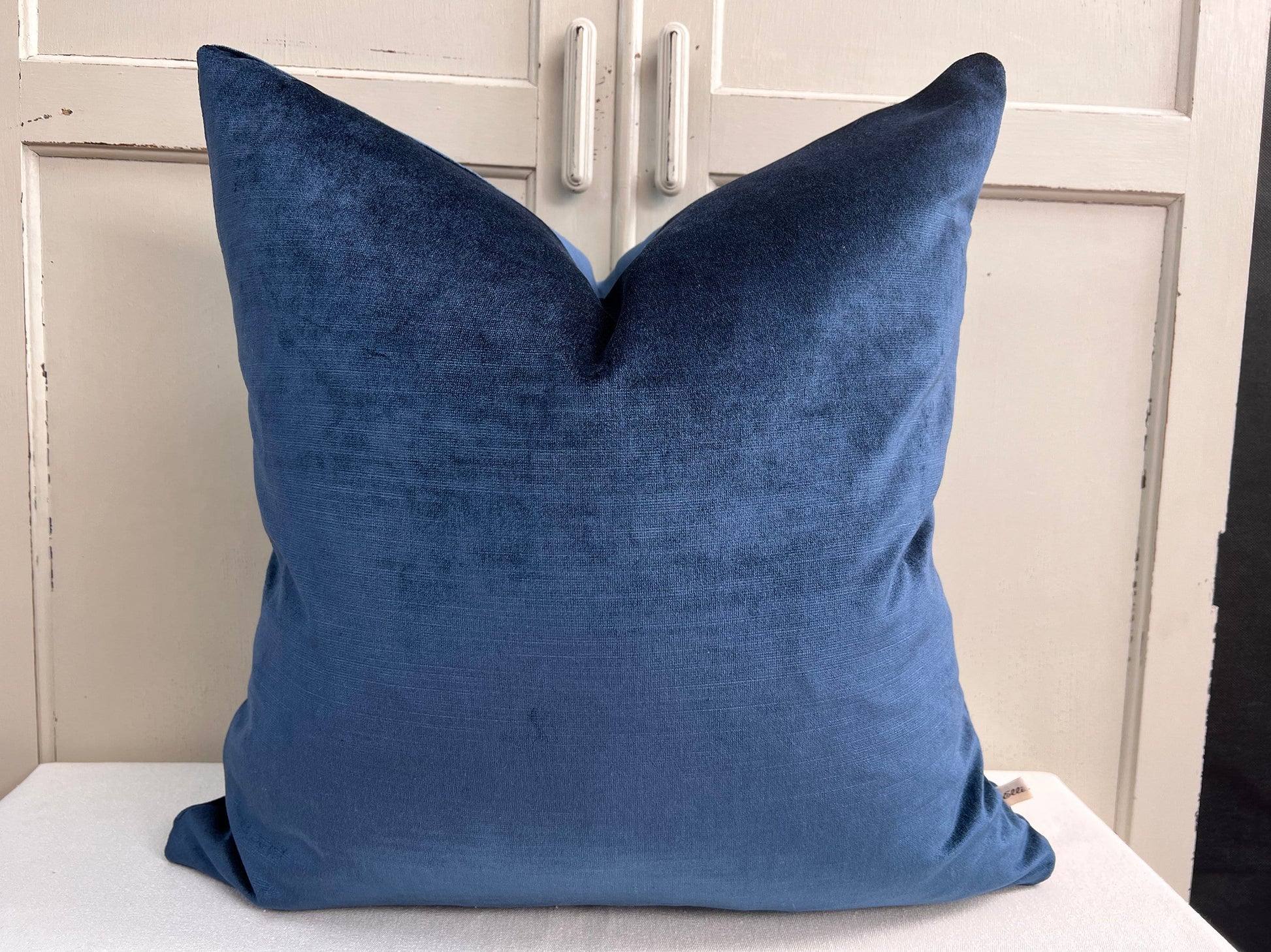 Designers Guild Luxury Glenville Indigo Plain Velvet Cushion Pillow Sofa Cover