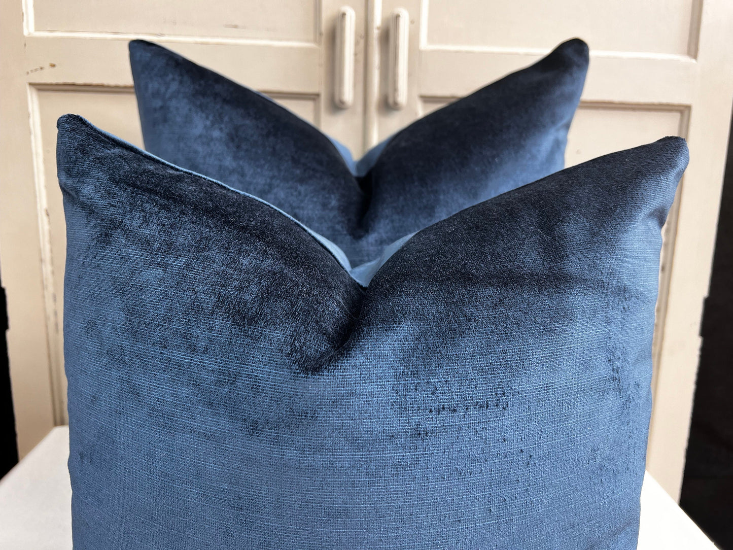 Designers Guild Luxury Glenville Indigo Plain Velvet Cushion Pillow Sofa Cover