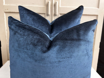 Designers Guild Luxury Glenville Indigo Plain Velvet Cushion Pillow Sofa Cover