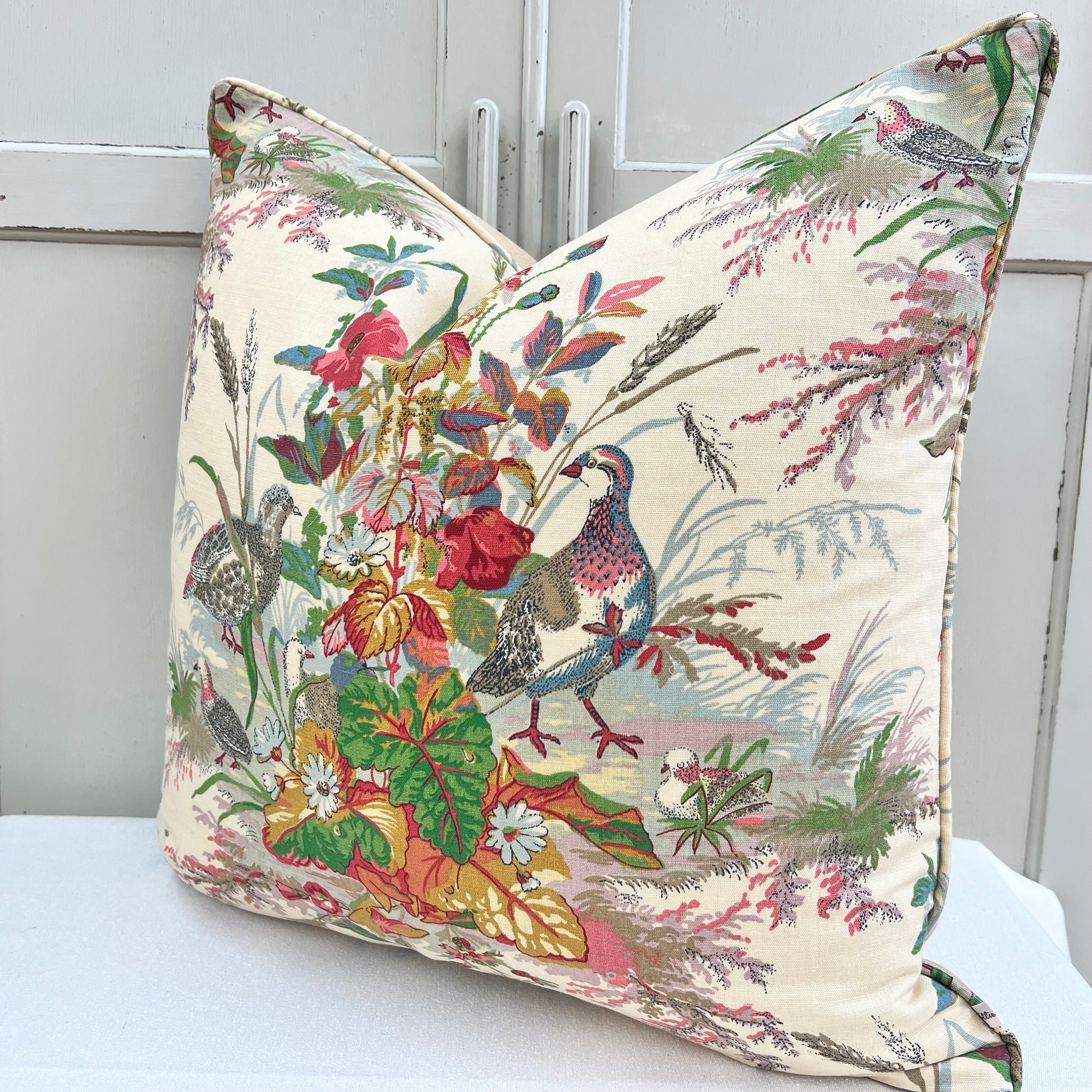 Schumacher Quail Meadow Summer Traditional Luxury Designer Cushion Sofa Throw Pillow Cover