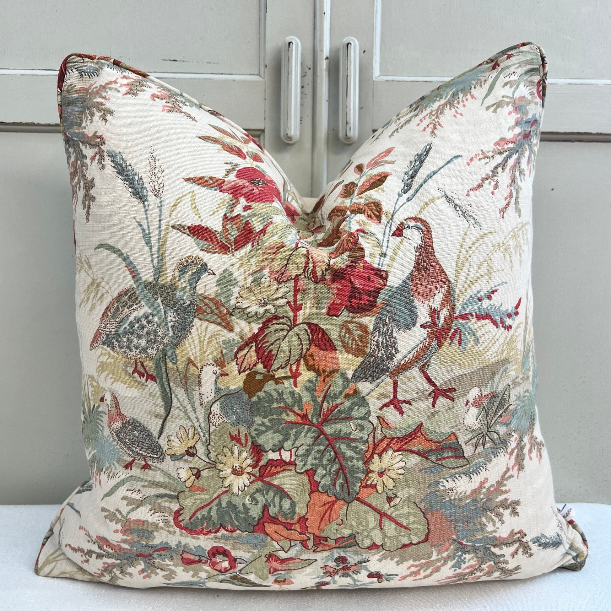 Schumacher Quail Meadow Winter Traditional Luxury Designer Cushion Sofa Throw Pillow Cover