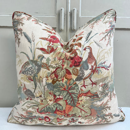 Schumacher Quail Meadow Winter Traditional Luxury Designer Cushion Sofa Throw Pillow Cover