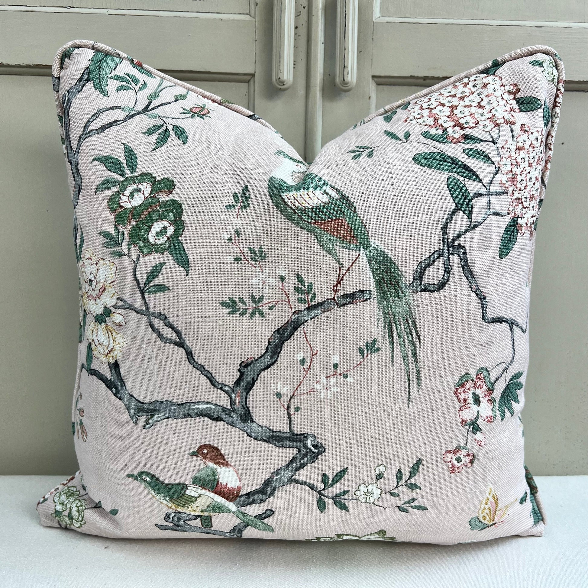 GP & J Baker Oriental Bird Luxury Designer Pink Double Sided Cushion Pillow Cover