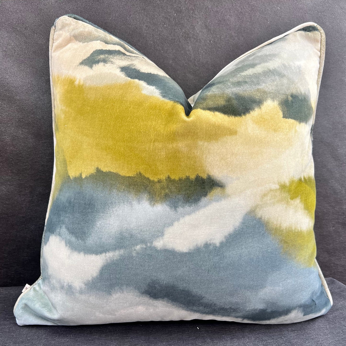 Harlequin Luxury Designer Minako Contemporary Grey Mustard Gold Velvet Cushion Throw Pillow Cover