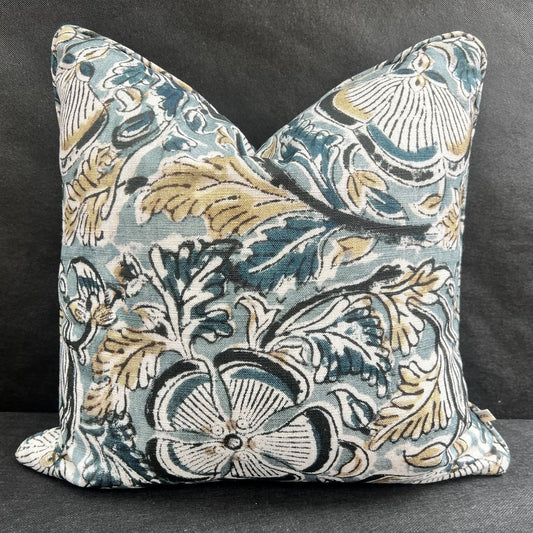 William Yeoward Kalamos Blue Black Contemporary Fabric Cushion Pillow Cover