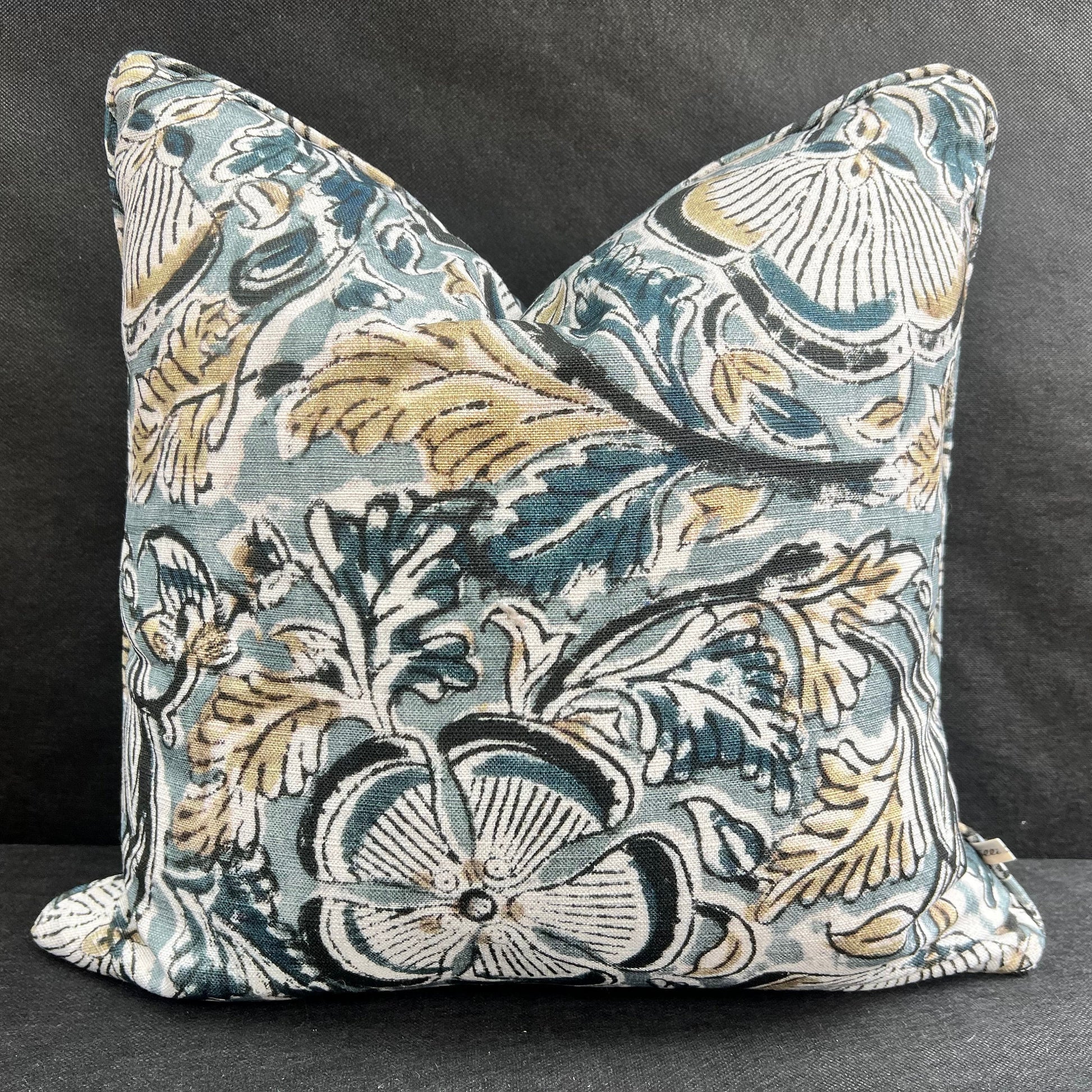 William Yeoward Kalamos Blue Black Contemporary Fabric Cushion Pillow Cover