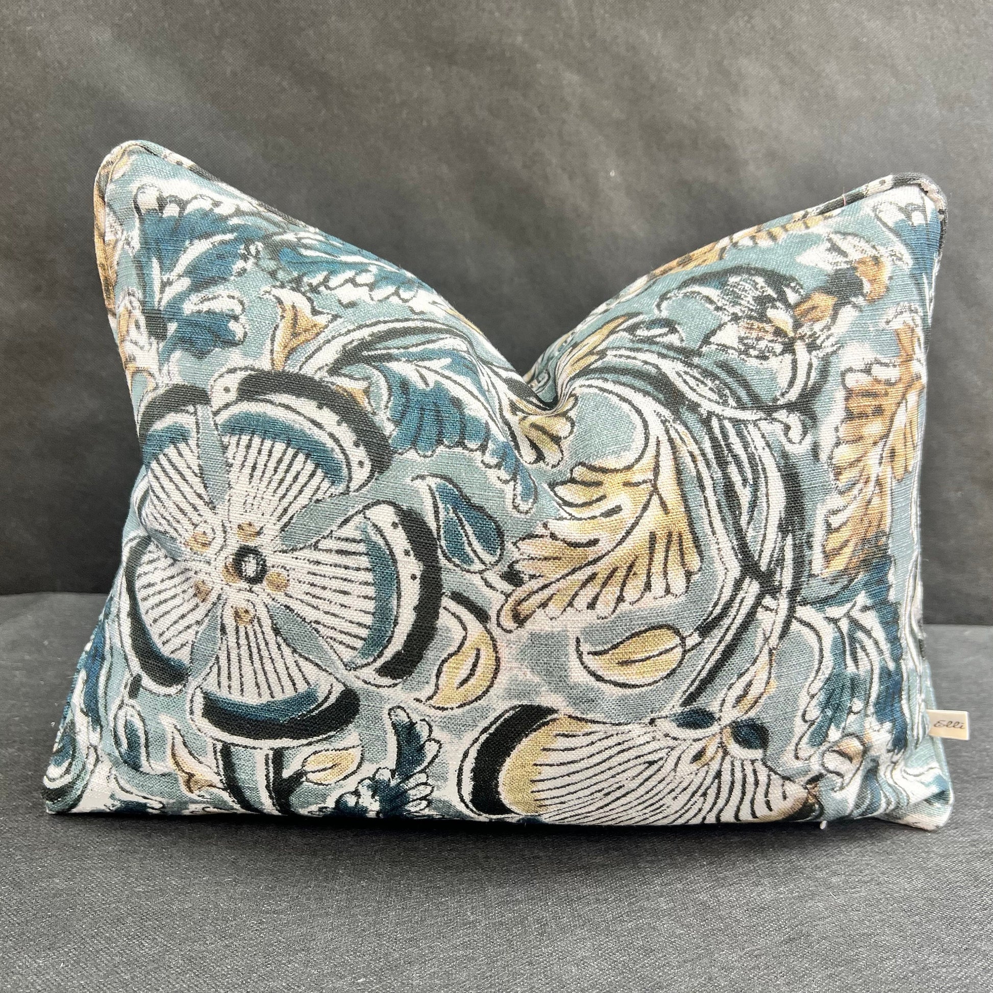 William Yeoward Kalamos Blue Black Contemporary Fabric Cushion Pillow Cover