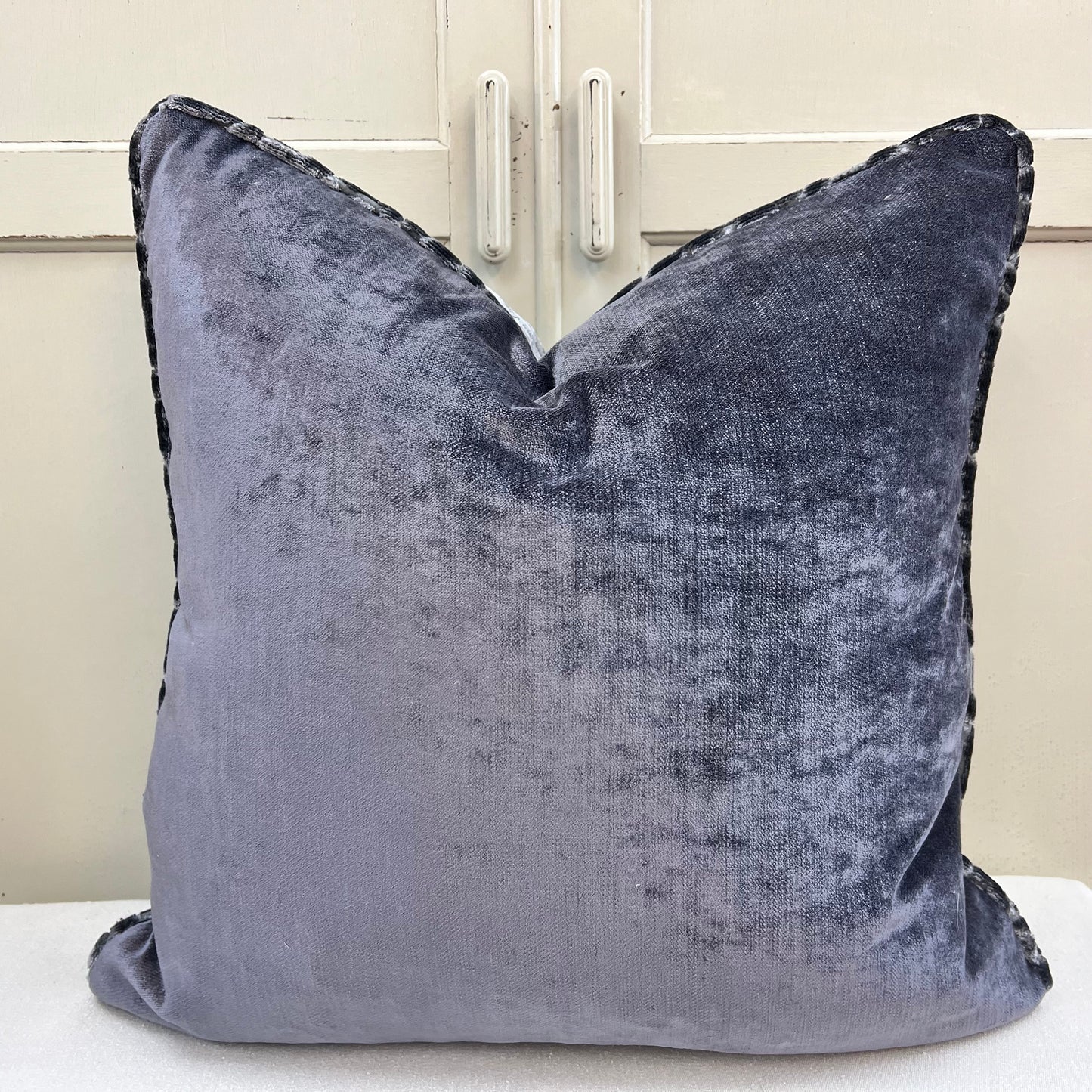 Zinc Luxury Designer Labyrinth Grey Cut Velvet Cushion Pillow Throw Cover