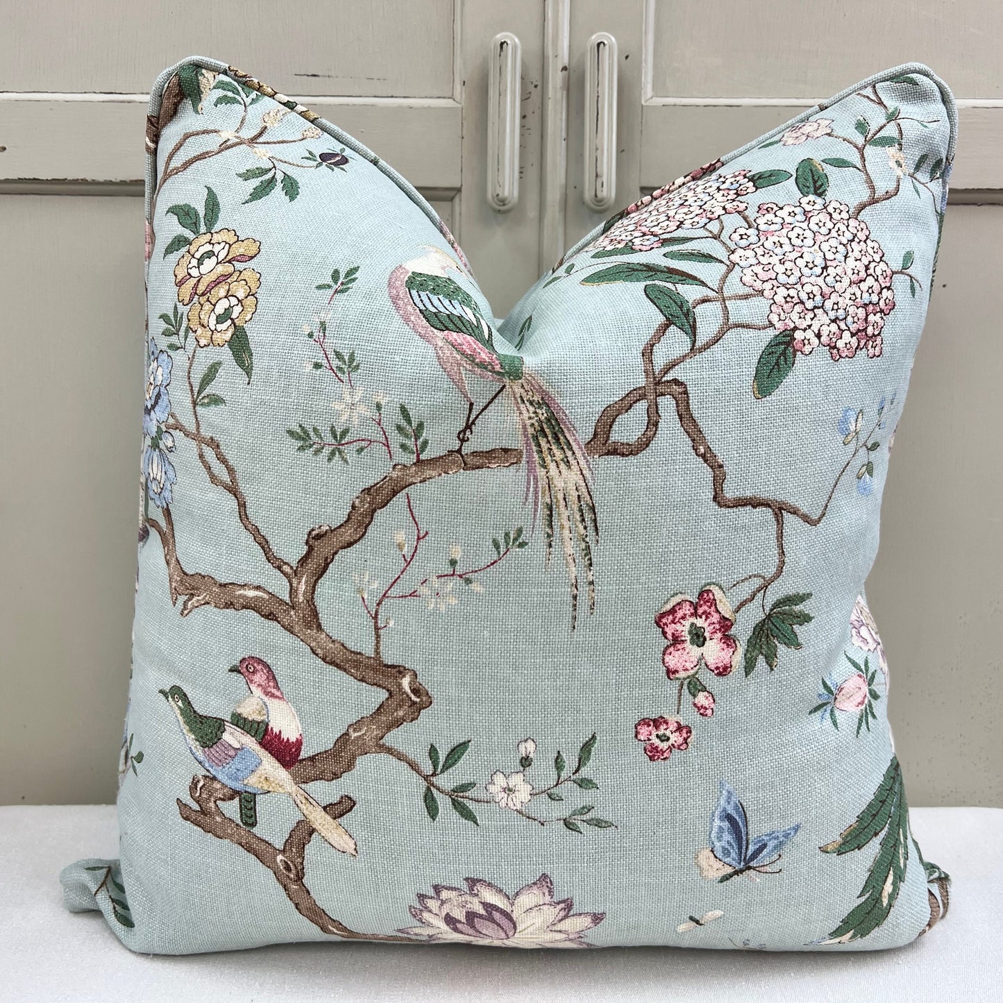 GP & J Baker Oriental Bird Luxury Designer Duckegg Double Sided Cushion Pillow Cover