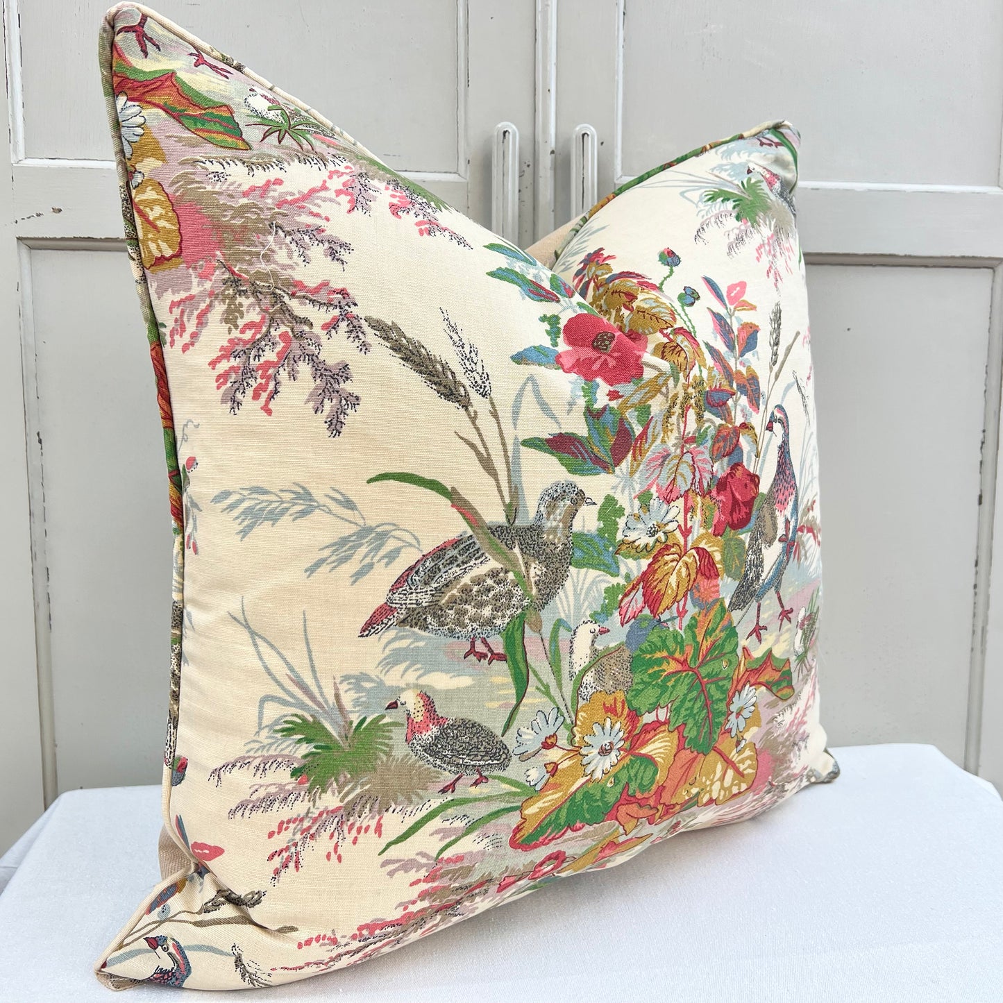 Schumacher Quail Meadow Summer Traditional Luxury Designer Cushion Sofa Throw Pillow Cover