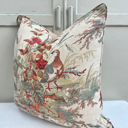 Schumacher Quail Meadow Winter Traditional Luxury Designer Cushion Sofa Throw Pillow Cover