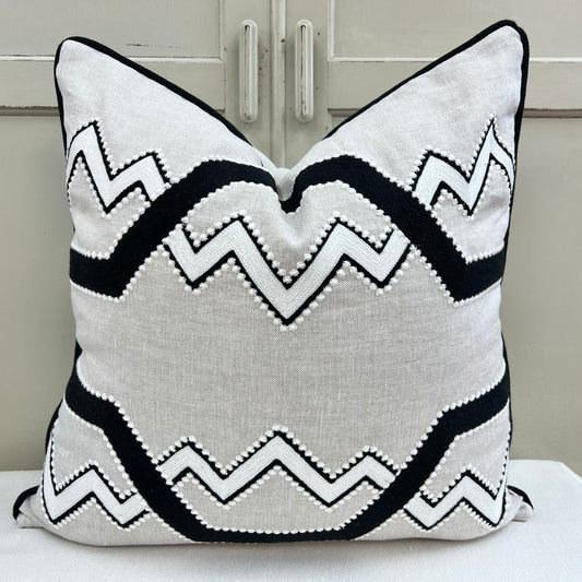 Manuel Canovas Geometric Crewel Linen Decorative Cushion Throw Pillow Cover