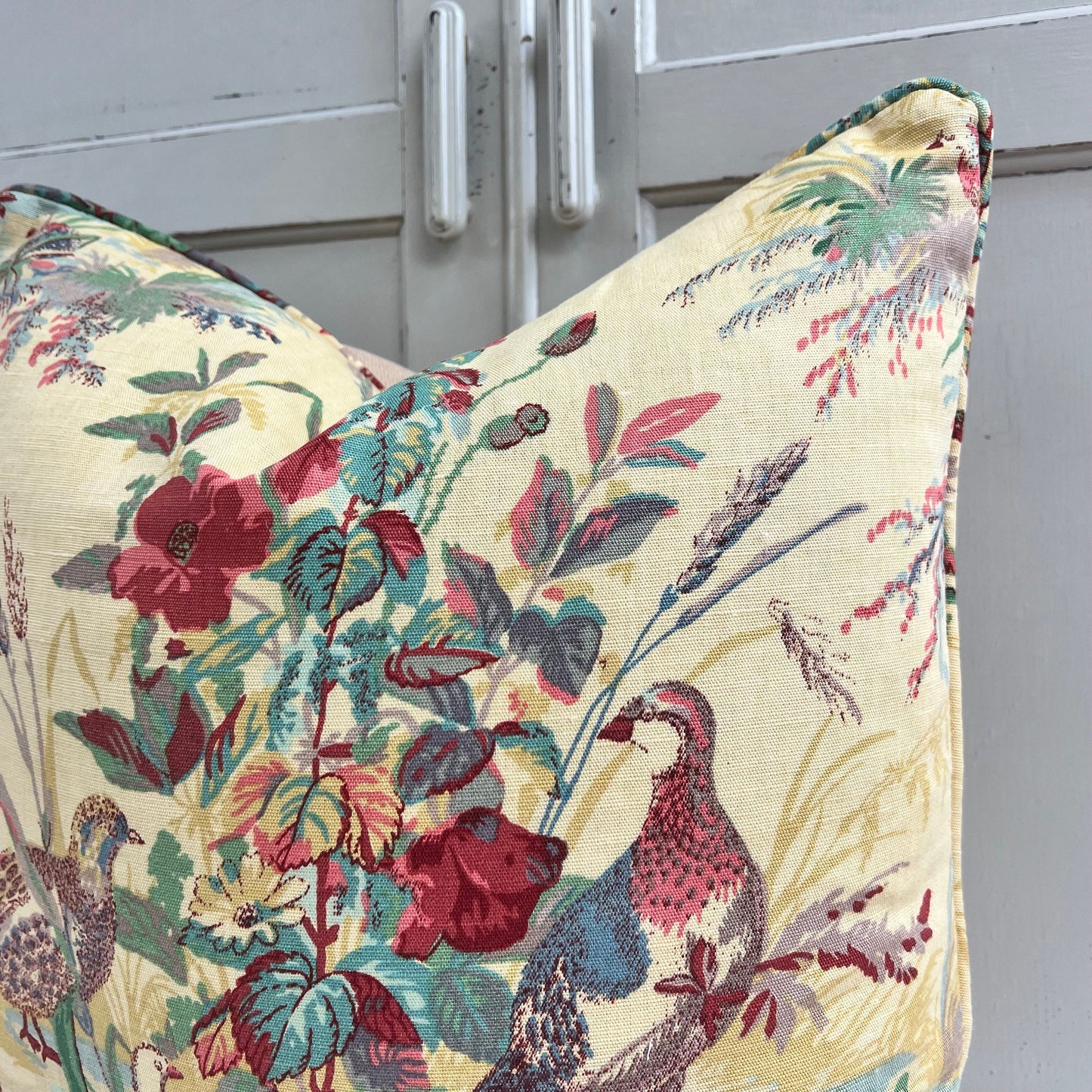 Schumacher Quail Meadow Spring Traditional Luxury Designer Cushion Sofa Throw Pillow Cover