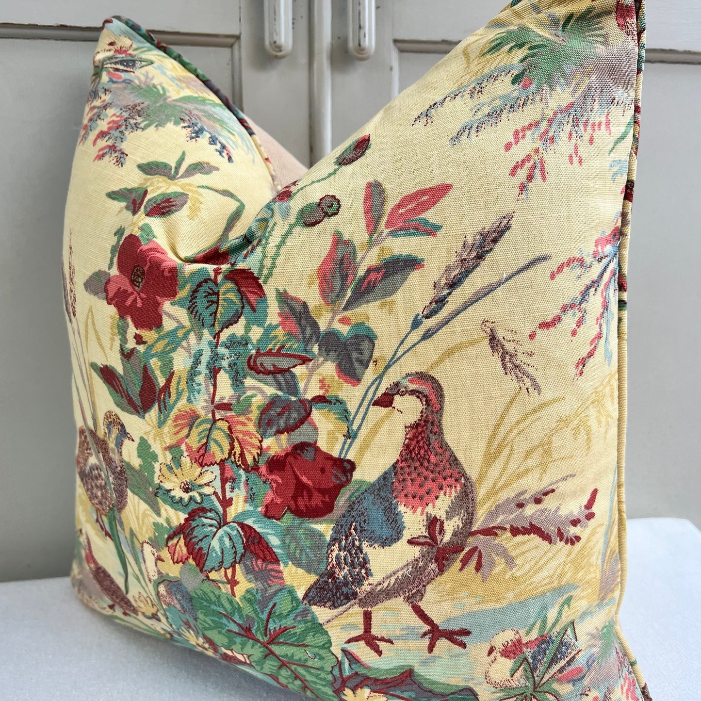 Schumacher Quail Meadow Spring Traditional Luxury Designer Cushion Sofa Throw Pillow Cover