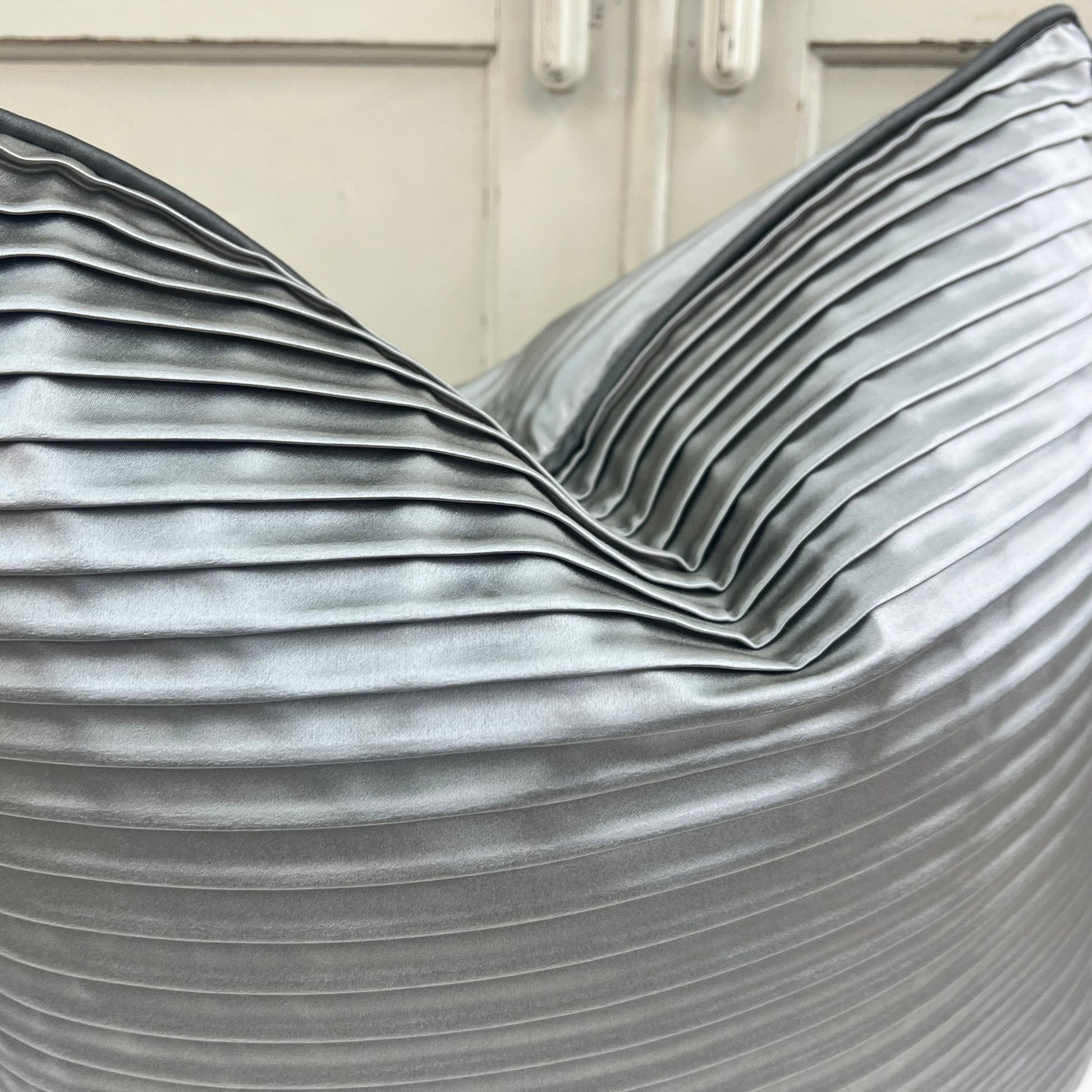 Andrew Martin Luxury Designer Contemporary Grey Pleated Fabric Cushion Sofa Pillow Cover