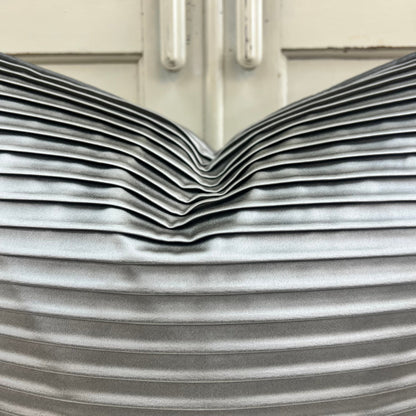 Andrew Martin Luxury Designer Contemporary Grey Pleated Fabric Cushion Sofa Pillow Cover