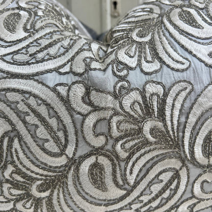 Ardecora Meda Luxury Designer Embroidered Grey Contemporary Silk Fabric Cushion Pillow Cover