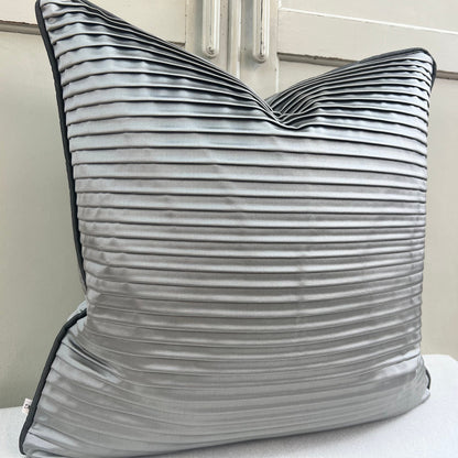 Andrew Martin Luxury Designer Contemporary Grey Pleated Fabric Cushion Sofa Pillow Cover